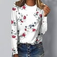 thumbnail image 2 of IROINID en Solde T-shirt à Manches Longues en Polyester pour Femmes Confortable Col Rond Hauts Amples Imprimés T-Shirts Blouse, Blanc, 2 of 5