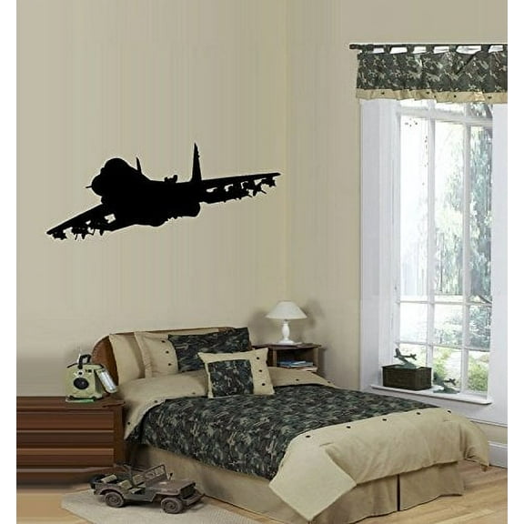 Decal ~ AIRPLANE FIGHTER JET ~ LARGE WALL DECAL 13" X 31"