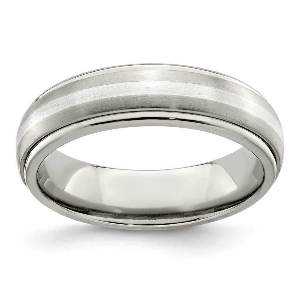 Wide Dome Brushed Finish Solid Titanium 6mm Width Classic Wedding Band Ring 