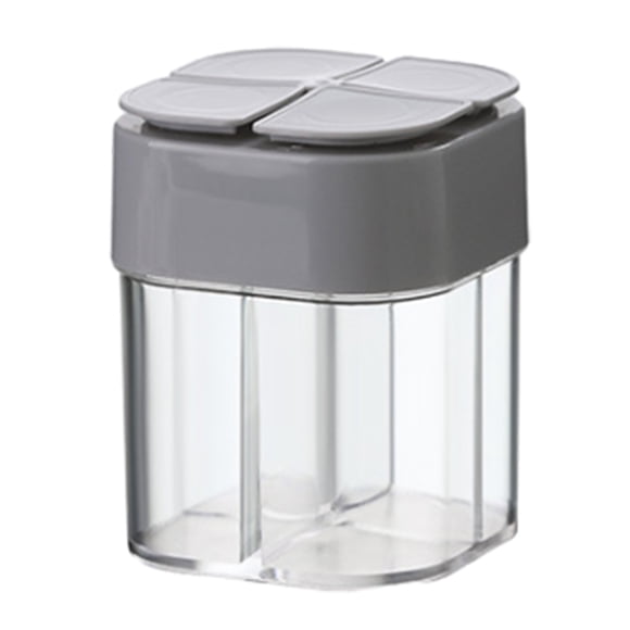 Tarro de plástico para especias con cuchara, recipiente hermético multicompartimento para condimentos, ideal para la cocina. Caja para condimentos con 4 compartimentos y tapa, para el hogar, el