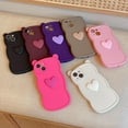 thumbnail image 5 of Designed for iPhone Case,Cute Cat Ear Water Wave Frame with 3D Love Heart Candy Color Shockproof Protective Cover Phone Case (iPhone 12,Brown), 5 of 6