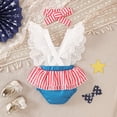 thumbnail image 6 of Curuila Kids Infant Girls Jumpsuit With Headbands Flutter Sleeve Square Neck Independence Day Print Fashionable Bodysuits White Size 12-18 Months, 6 of 8