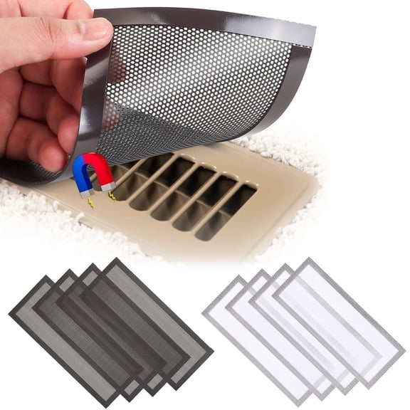 Gustave 4Pcs Floor Register Vent Cover 4"x10" Magnetic Air Vent Dustproof Bug Screen Mesh Covers for Home Ceiling Wall Floor Air Vent Filters, White