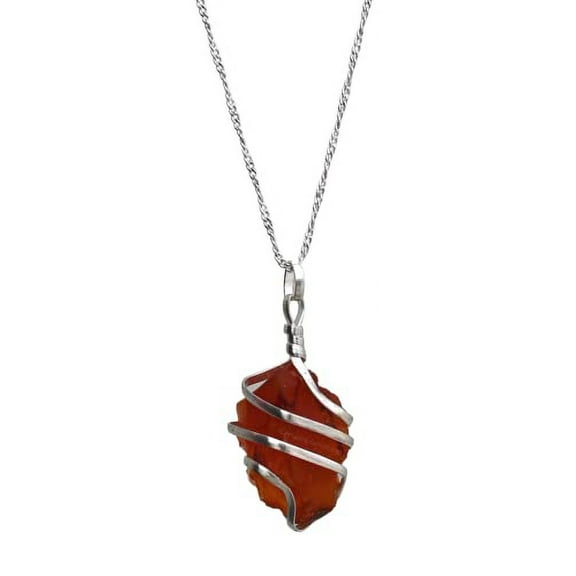 Carnelian Crystal necklace Raw Stone (Spiral)