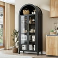 thumbnail image 3 of 5-Tier Arched Bookcase, Bookshelf with Glass Door, Display Cabinet with Adjustable Shelves, Tall Storage Cabinet for Living Room, Modern Bookcase for Bedroom/Living Room/Home Office, 3 of 7