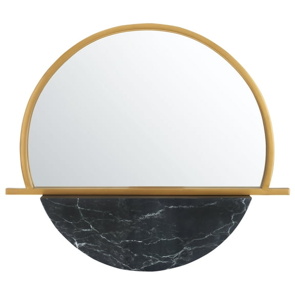 SAFAVIEH Vaiani 33.8 in. x 28.8 in. Geometric Round Mirror, Gold/Black