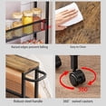 thumbnail image 6 of Seamika 5-Tier Slim Rolling Cart with Wooden Tabletop,Mobile Metal Utility Storage Cart,Slide Out Narrow Cart for Tight Spaces on Bathroom Kitchen Laundry Room Bedroom Apartments Dormitory,Black, 6 of 7