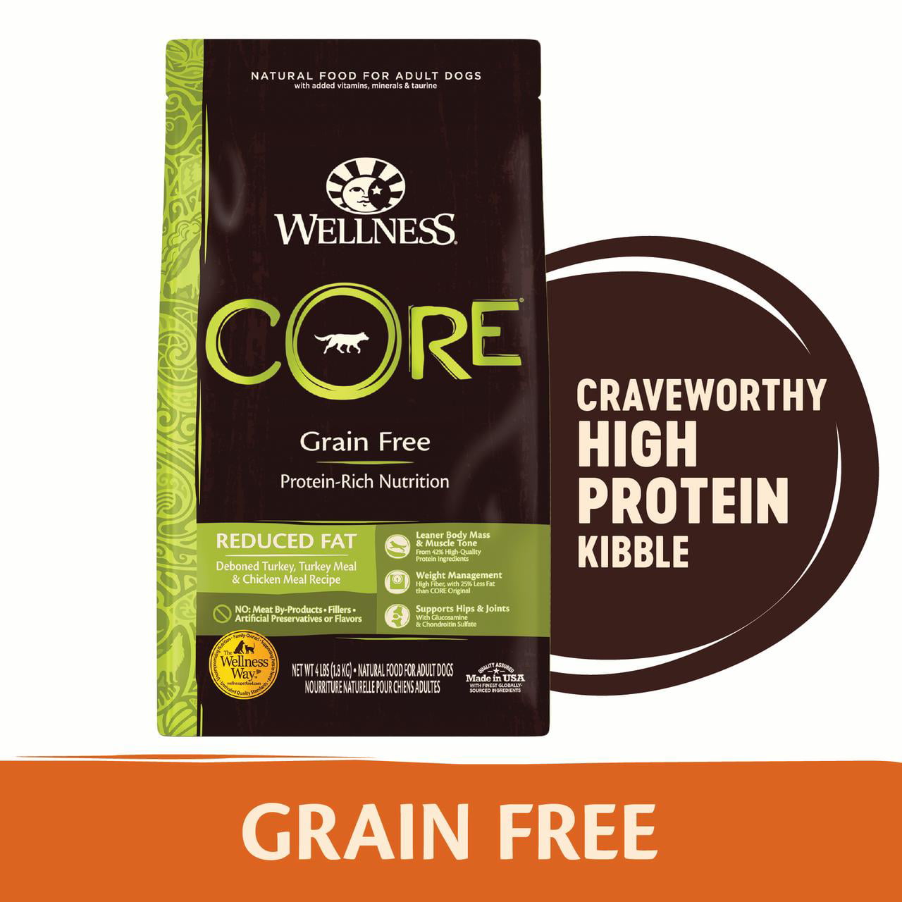 Wellness CORE Natural Grain Free Dry Dog Food, Reduced Fat
