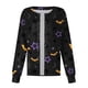 thumbnail image 4 of Women Long Sleeve Pattern Pocket Working Halloween Print Stand-up Collar Single-breasted Protective Overalls Cardigan Jacket Top, 4 of 4