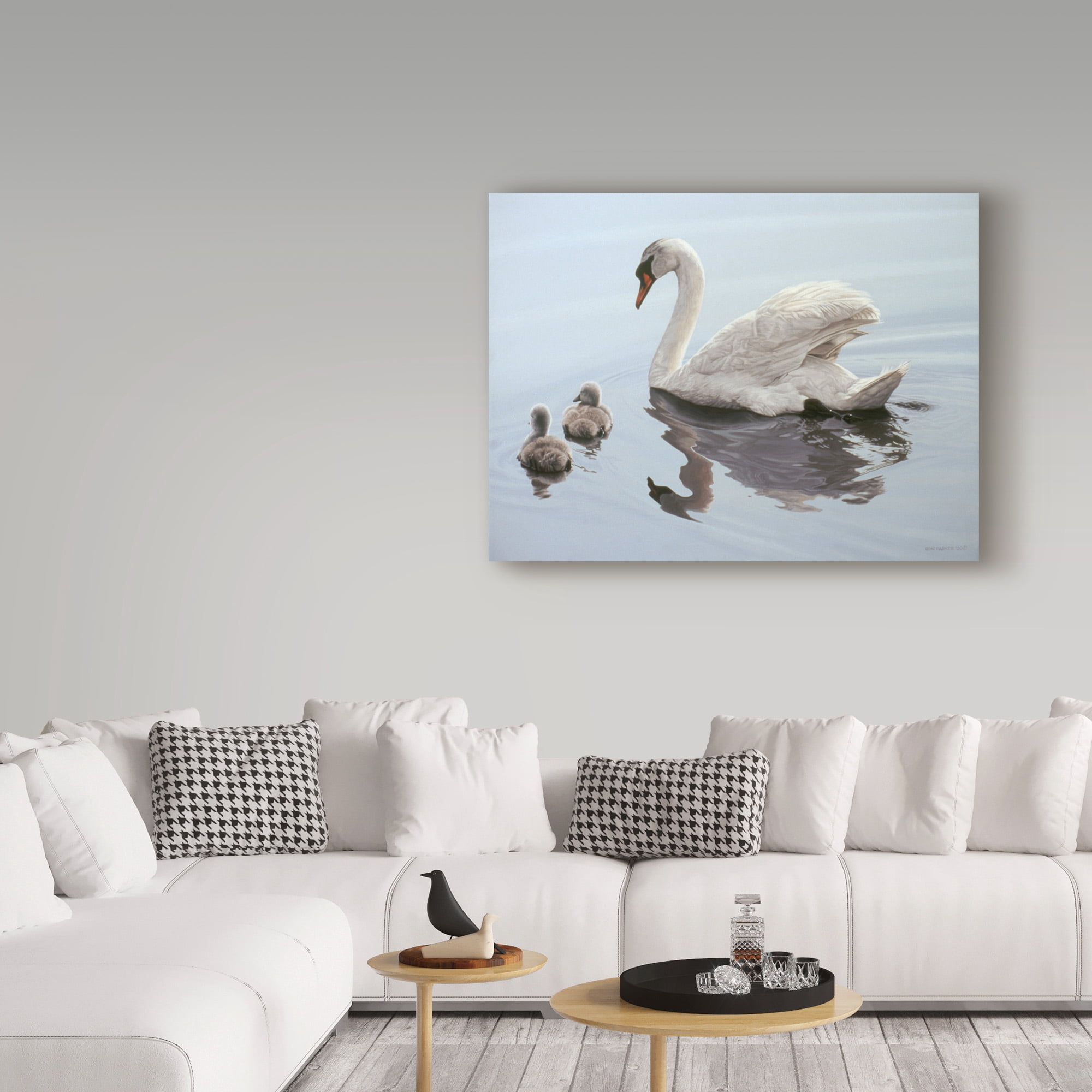 Trademark Fine Art 'Mute Swan And Two Cygnets' Canvas Art by Ron Parker