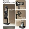 thumbnail image 3 of - Height Adjustable Cell Phone Stand for Desk | Rotating, Tilting, 9-14" Telescoping Eye-Level View Cell Phone Holder for Desk (Night Black, 2-Pack), 3 of 10