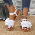 thumbnail image 2 of Xucatan Women's Floral Appliqué Flat Sandals, Round Toe Open Toe Slides with Elastic Back Strap, Fabric Casual Beach Shoes, Versatile Spring Summer Footwear Gift, 2 of 9