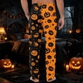 thumbnail image 7 of UDAUDU Halloween Pajama for Men,Halloween Pumpkin Ghost Print Pjs Pant | Halloween Pjs Loose Fit Pjs Novelty Pant Elastic Waist Pants Wide Leg Pjs with Pockets Light Blue M, 7 of 7