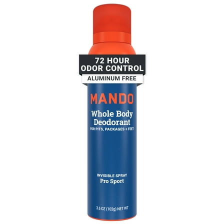 Mando Whole Body Men’s Deodorant - Invisible Spray Deodorant - Aluminum Free - Pro Sport - 3.6oz