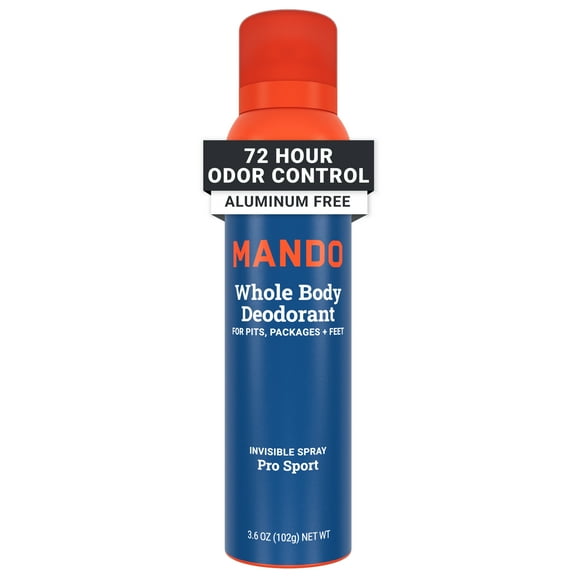 Mando Whole Body Men’s Deodorant - Invisible Spray Deodorant - Aluminum Free - Pro Sport - 3.6oz