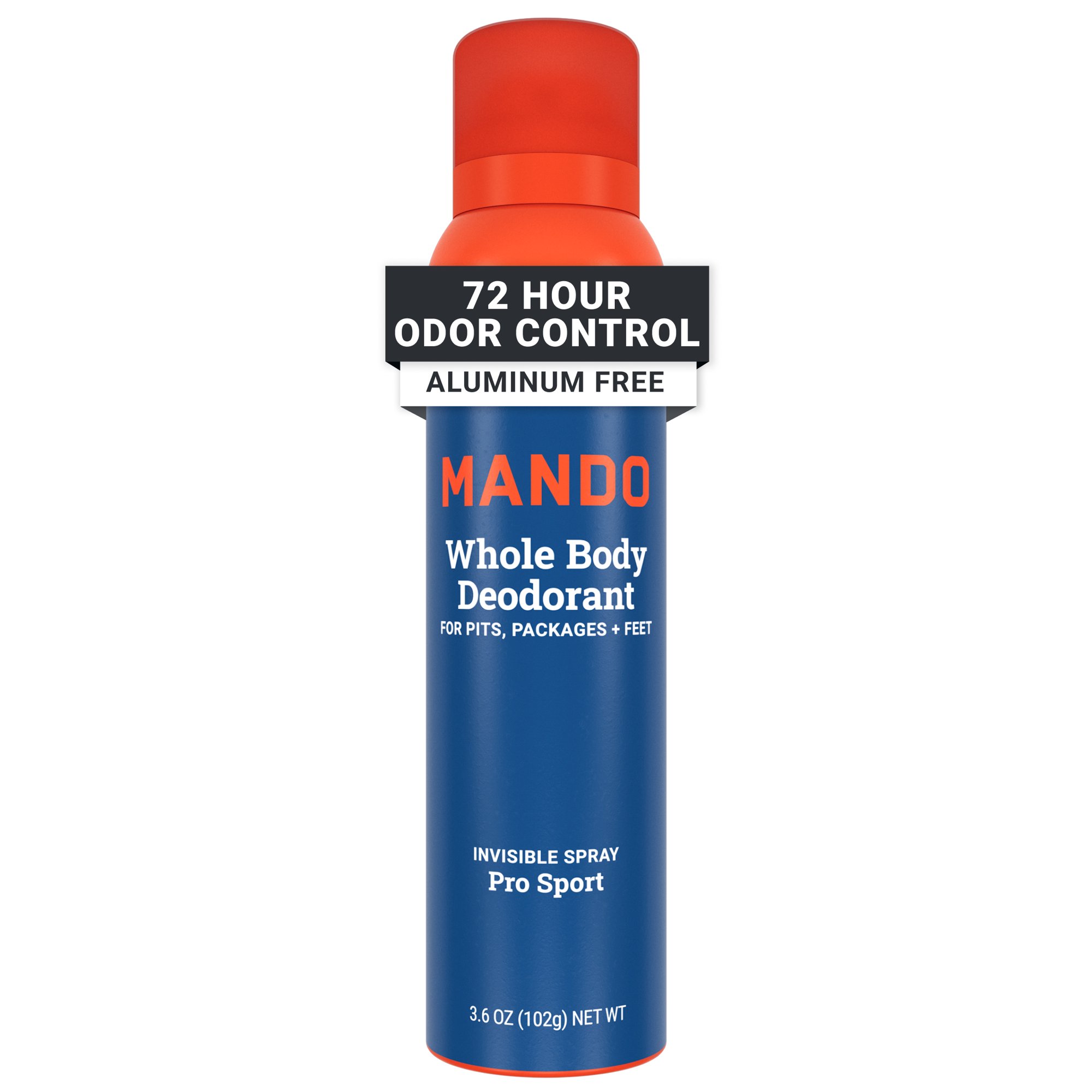 Mando Whole Body Deodorant Plus Sweat Control Deodorant Spray, Pro Sport, 3.6 oz
