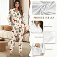 thumbnail image 6 of DISNIMO Deer Tree Print Women's 2 Piece Lounge Sets Soft V Neck Pajama Set with Pocket Long Sleeve Sleepwear with Long Pants Button Down Christmas Loungewear, 6 of 7