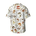 thumbnail image 5 of Uemuo Mushrooms And Butterflies Pattern Cotton Linen Short Sleeve Shirts,Casual Lightweight Button Down Shirts,Vacation Beach Summer Tops-, 5 of 7