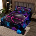 thumbnail image 2 of Erosebridal Ball Game Basketball Coverlet Set King,Neon Hexagon Bedding Set,Geometry Decor,3-Piece, 2 of 5