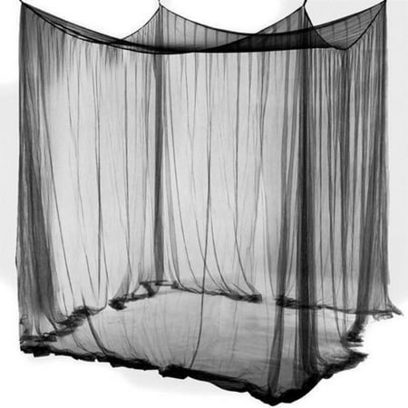 Ktaxon 4 Corner Post Bed Canopy Mosquito Net Full Queen King Size Netting Black/White