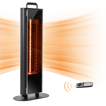 EAST OAK 1500W Patio Heater  Table Side Portable Electric Heater with Double-Sided Heating & 3 Heating Levels  IP65 Waterproof Outdoor Heater with Remote  and Protection from Tip-over & Overheating