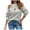 Gray, variant on Oksale Sexy Criss Cross Neck Sweaters for Women Trendy Cold Shoulder Knit Sweater Loose Long Sleeve Jumpers Slouchy Pullover Tops Khaki L