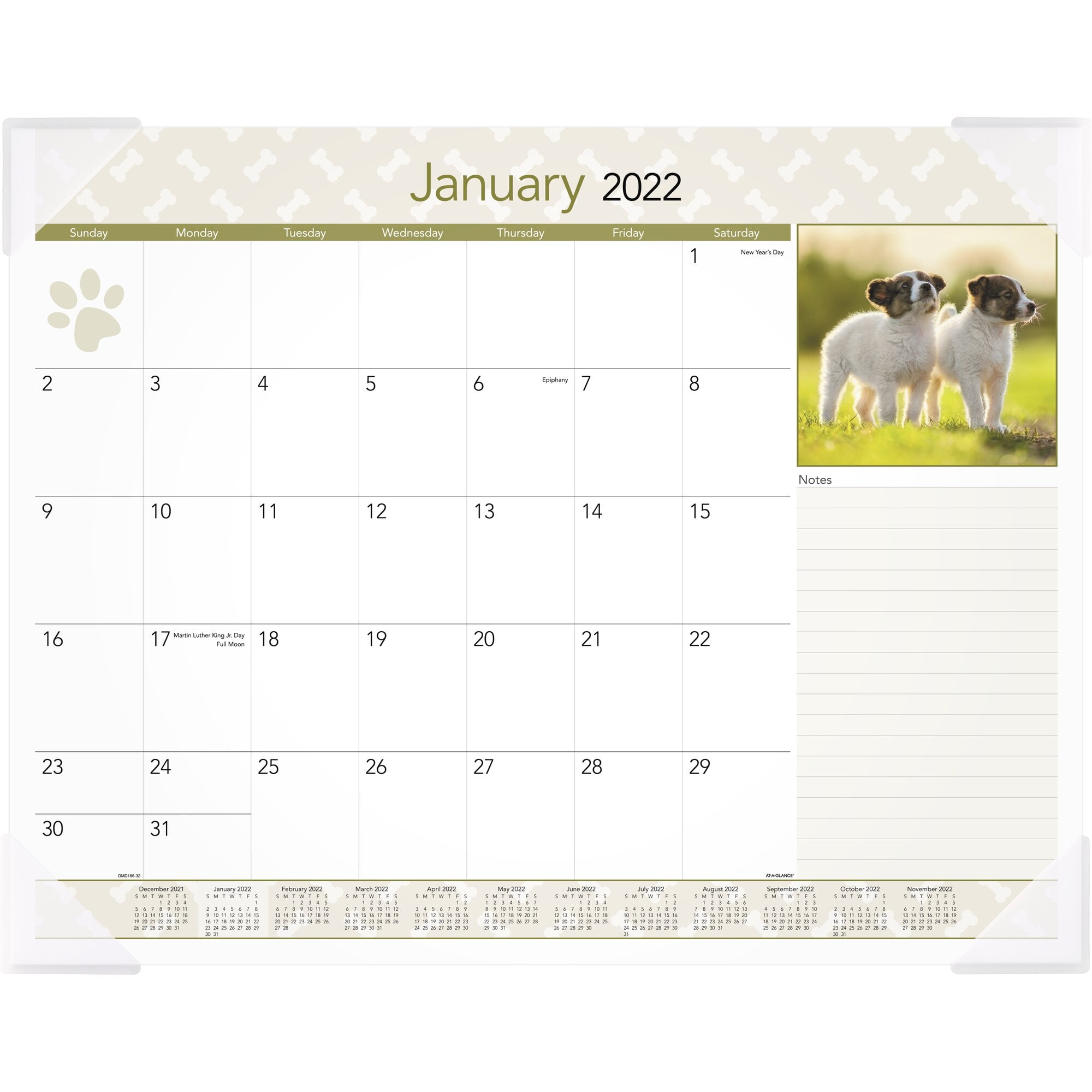 18 Month July 2020 December 2021 Aqua 10" x 14" Desk Pad Monthly Calendar 