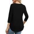 thumbnail image 4 of UAMVSH Tunic Tops for Women Fashionable 3/4 Sleeve Pleated Front Shirts Casual V-Neck Solid Color Business Dressy Blouses(Medium,Black), 4 of 6