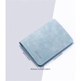 thumbnail image 4 of Cartera de cuero minimalista para mujeres y hombres, tarjetero plegable delgado, mini monedero corto con ventana de identificación, azul claro, 4 of 4