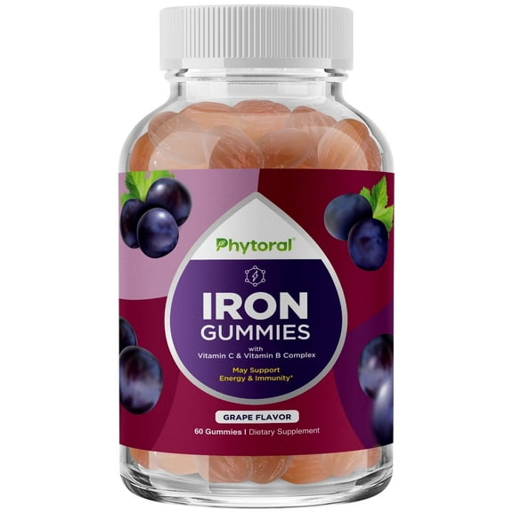 Natural Multivitamin Iron Gummies for Adults - Adult Gummy Vitamins with Iron and Energy Boost B Complex Vitamins - Gummy Iron Supplement and Mental Clarity and Focus Multivitamin with Iron Gummy