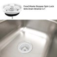 thumbnail image 2 of Food Waste Stopper Spin Lock Sink Drain Strainer 3.1" Dia White Black Plastic, 2 of 5