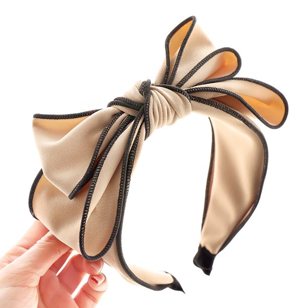 Nuevos accesorios para el cabello de moda para mujeres Diadema con nudo de lazo de doble capa de gran tamaño Diadema fresca de color sólido al por mayor (2 piezas, caqui + azul) ShuxiuWang 8390613512413