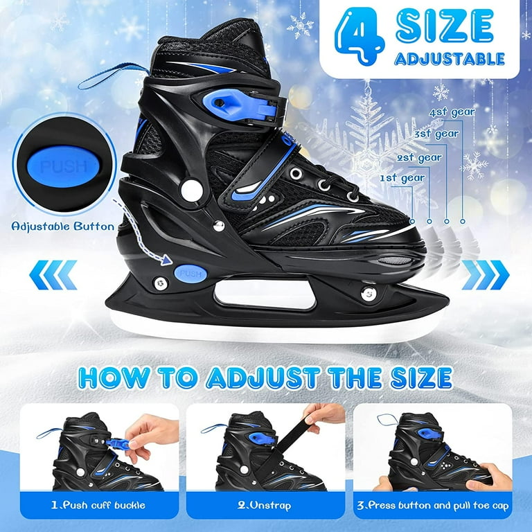 OBENSKY Adjustable Ice Skates with Free Skate Bag for Beginners Kids Girls Boys Ice Skating Shoes with Stainless Steel Blade