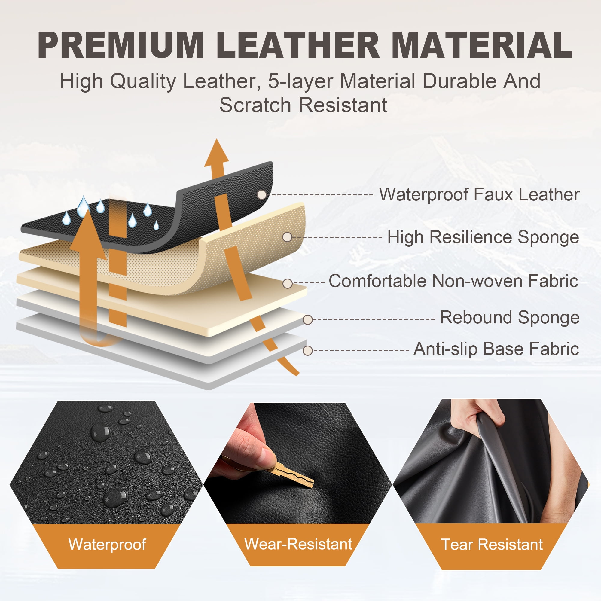 HQBQBUG Car Seat Covers Full Set for Infiniti QX60 2014-2020 5-Seat Full Set Waterproof Leather Seat Covers Comfort Car Seat Protector(Black,5 Seats)
