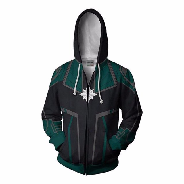 Sudadera con capucha de Anime para hombre y mujer, chaqueta de disfraz de capitán Marvel, Carol Danvers, Halloween