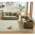 thumbnail image 4 of 2-Piece Living Room Sofa Set, 3-Seater + 3-Seater Sectional Combo Sofa, Upholstered Linen Fabric Sofa, Wooden Frame with 3 Pillows, Apartment Sofa Furniture, Light Green, 4 of 8