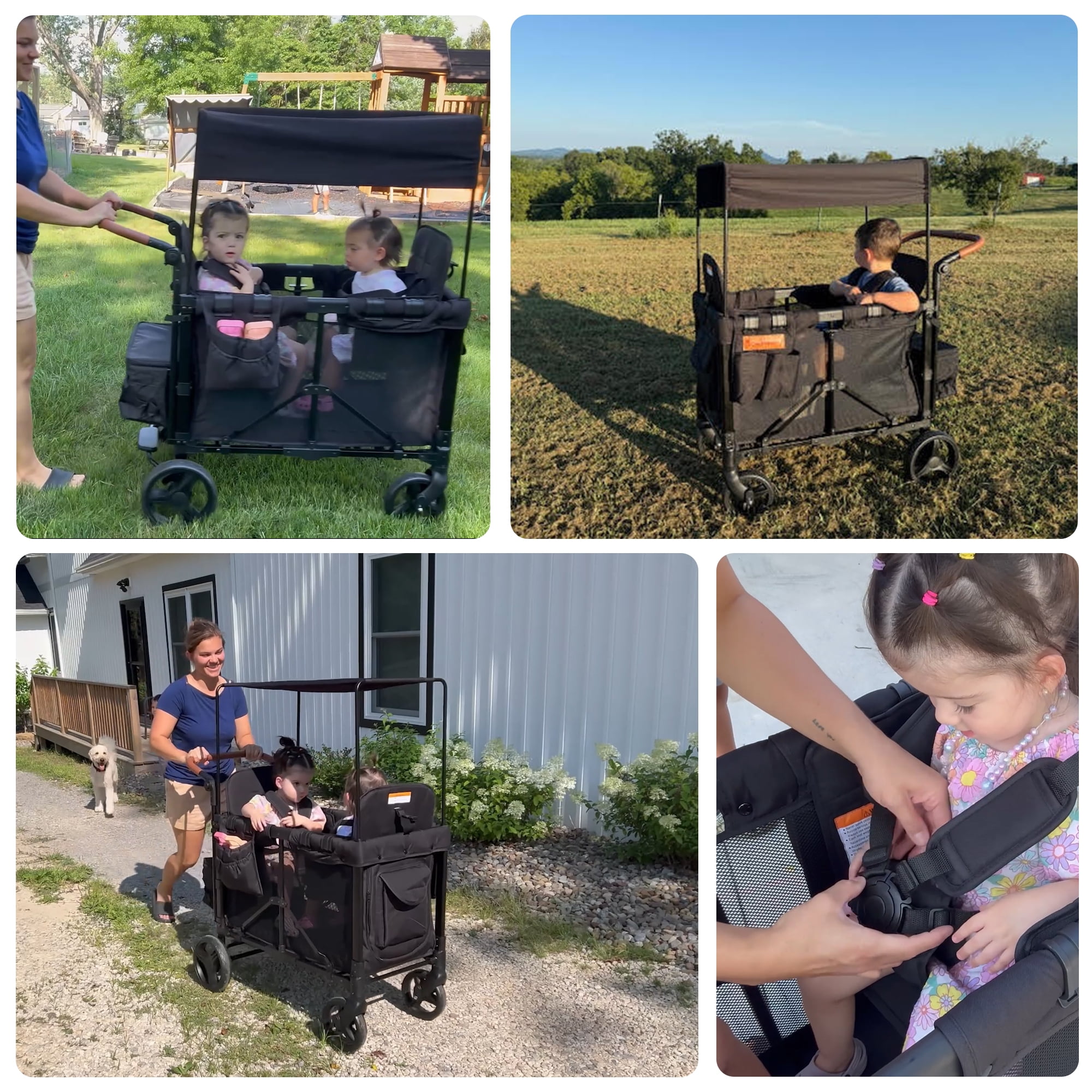 TouHeart 3-In-1 Wagon Stroller for 2 Kids, Foldable Stroller Wagon with Canopy, 5-Point Harness, Removable Reversible Seat, Grey（2026 Upgraded)