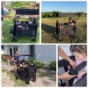 TouHeart Foldable Wagon Stroller for 2 Kids, 3-in-1 Stroller Wagon with Canopy, 5-Point Harness, 180° Adjustable Handlebars, Removable Seat for Toddlers and Child, Black