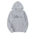 thumbnail image 1 of Ploknplq Sweat à Capuche Noir pour Femmes Imprimé Électrogramme Manches Longues Gris TG, 1 of 2