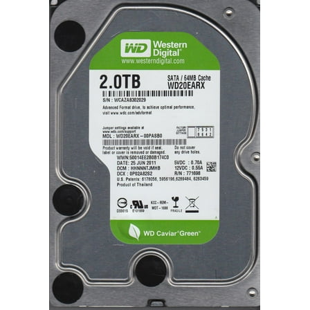 WD20EARX-00PASB0, DCM HHNNNTJMHB, Western Digital 2TB SATA 3.5 Hard Drive