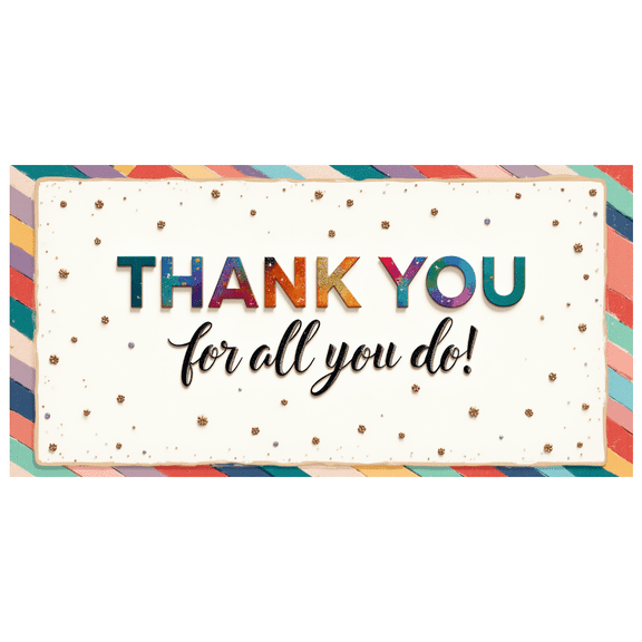 Floral Pattern Thank You Banner Decorative Lettering Appreciation Sign for Indoor Decoration Corporate Events Teacher Gifts