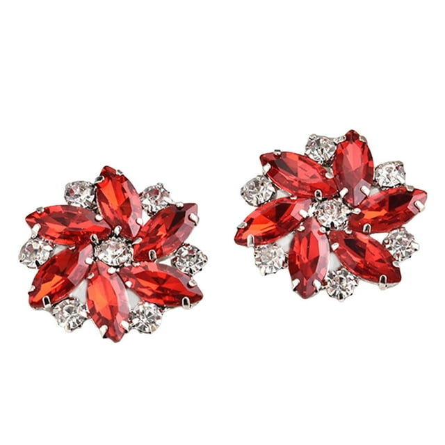 Xingzhi 2 Pcs Pinces à Chaussures en Strass Boucle à Chaussures en Cristal pour Bijoux Robe de Mariée Rouge 1 Paire