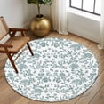 thumbnail image 3 of 6ft Round Rug, Teal Blue Green Non-Skid Rubber Backing Large Area Rugs - Living Room Bedroom Home Office, Vintage Farmhouse Boho Flower Leaf Indoor Floor Mat Carpets Washable Rug, 3 of 9