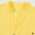 thumbnail image 4 of Men Henley Shirt Solid Color Cotton Linen Short Sleeve T-Shirts Band Collar Beach Vacation Pullover, 4 of 7