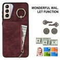 thumbnail image 2 of Feishell for Samsung S21, Case Wallet with Card Holder Functional Two Way Kickstand Durable Zipper Pocket RFID Blocking Leather Slim Protective Leather for Samsung Galaxy S21, Winered, 2 of 10