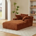 thumbnail image 3 of Miniyam 79 x 49 in Orange Oversized Chaise Lounge Chair Indoor, Corduroy Upholstered Modern Sofa Couch, No Assembly Required, Comfy Sleeper Sofa for Living Room, Office, 3 of 6