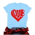 thumbnail image 2 of Meichang T-Shirt de la Saint-Valentin pour Femmes Mignons Cœurs Graphiques Hauts Mignons T-Shirts de Vacances Manches Courtes Col Rond Mode 2025, 2 of 4