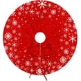 thumbnail image 2 of Red Christmas Tree Skirt 30 Inch with White Snowflakes Classic Farmhouse Christmas Tree Mat Small for New Year Xmas Holiday Party Decorations Home Yard Indoor Outdoor Ornaments, 2 of 7