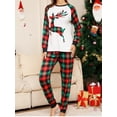 thumbnail image 3 of Family Matching Christmas Pajamas, Baby Romper/Elk Print Long Sleeve Tops and Plaid Pants Sleepwear Set, 3 of 10