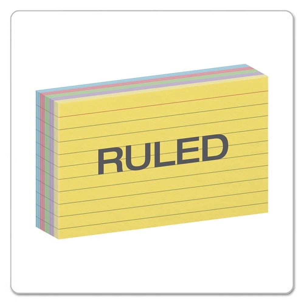 2Pc Oxford Ruled Index Cards, 3 X 5, Blue-Violet-Canary-Green-Cherry, 100-Pack